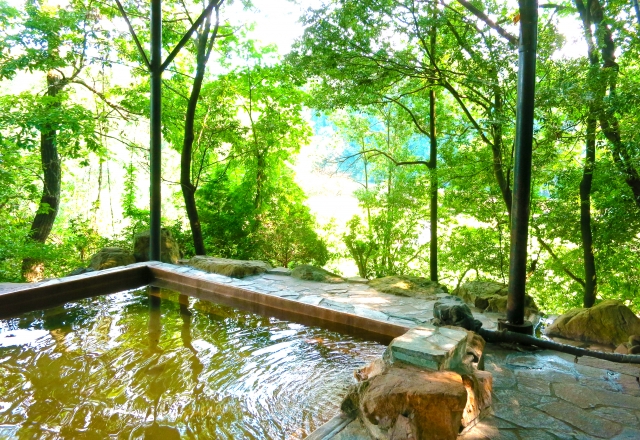新緑の露天風呂
